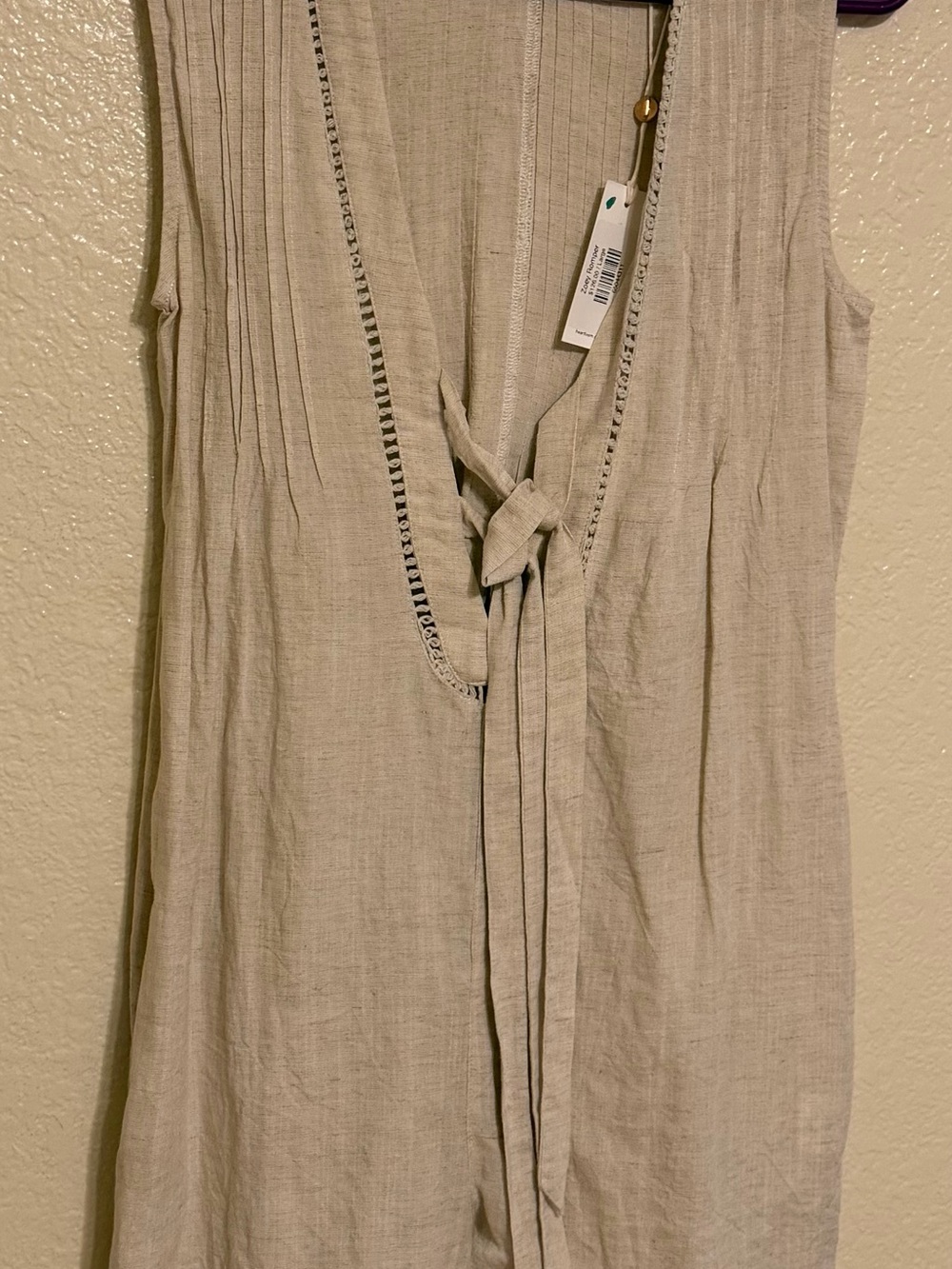 Heartloom Linen Blend Sleeveless Romper with ties